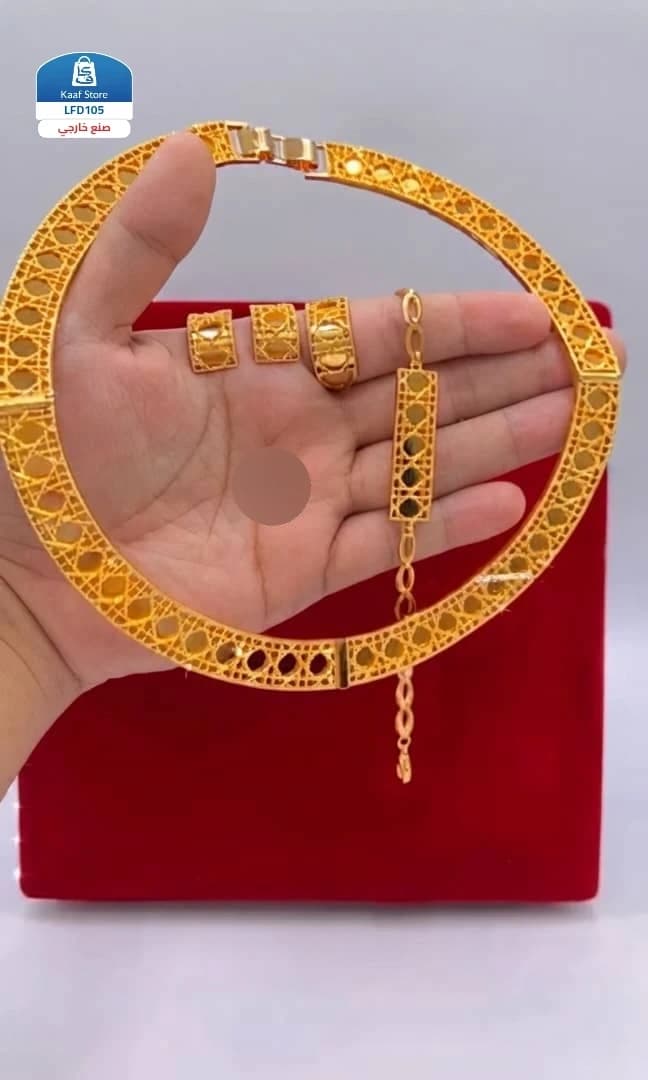 طقم ديور مطلي بماء الذهب الأصلي عيار 21 - صورة 1