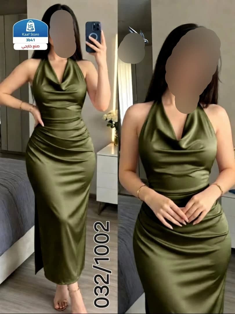 فستان ميدي هولتر مكشوف الظهر بتصميم درابيه thumbnail 3