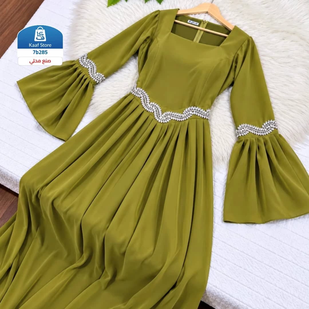 فستان نسائي سهرة شيفون مرصع بالكريستال thumbnail 2