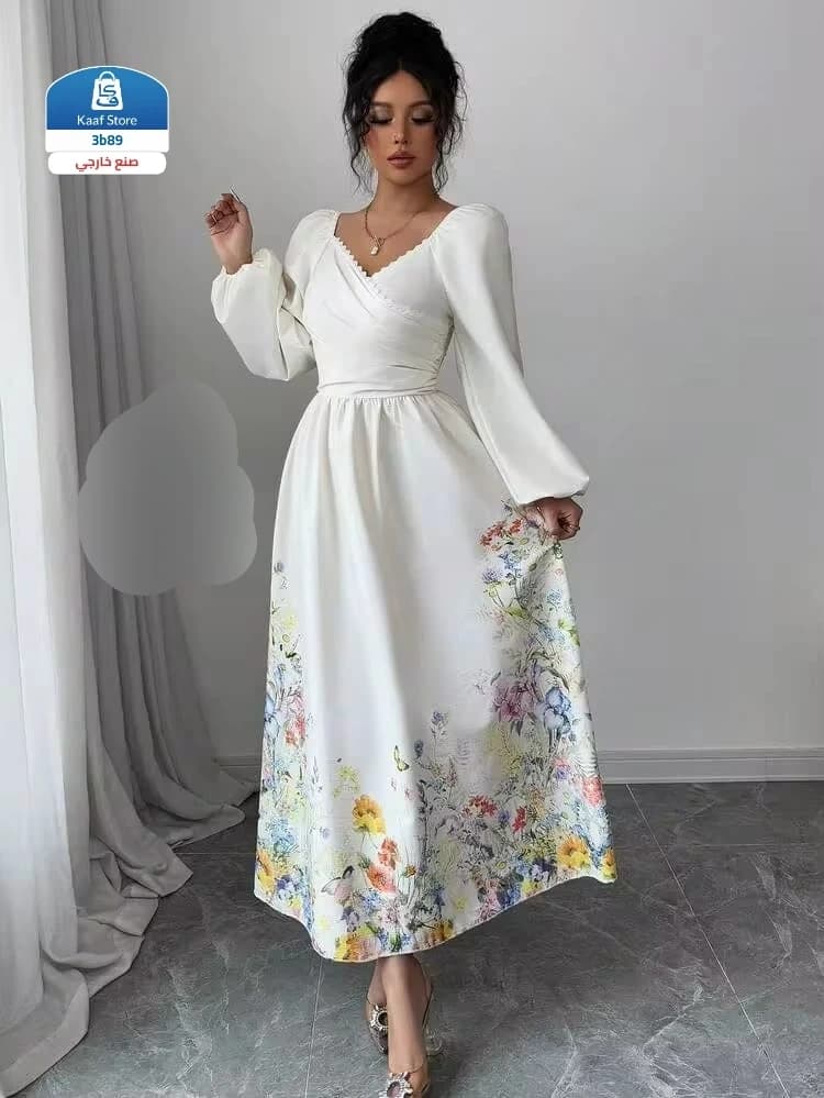 فستان نسائي طويل أبيض - صورة 1