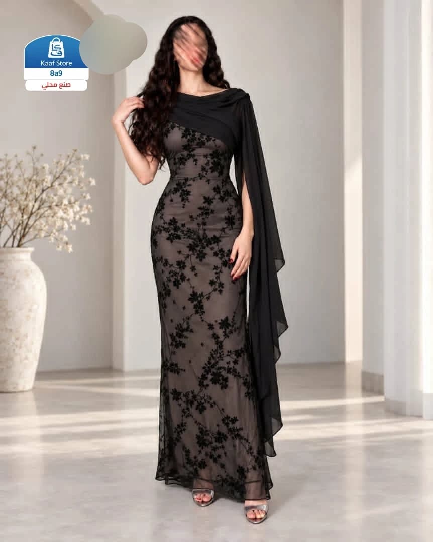 فستان سهرة راقٍ بالشال - صورة 1