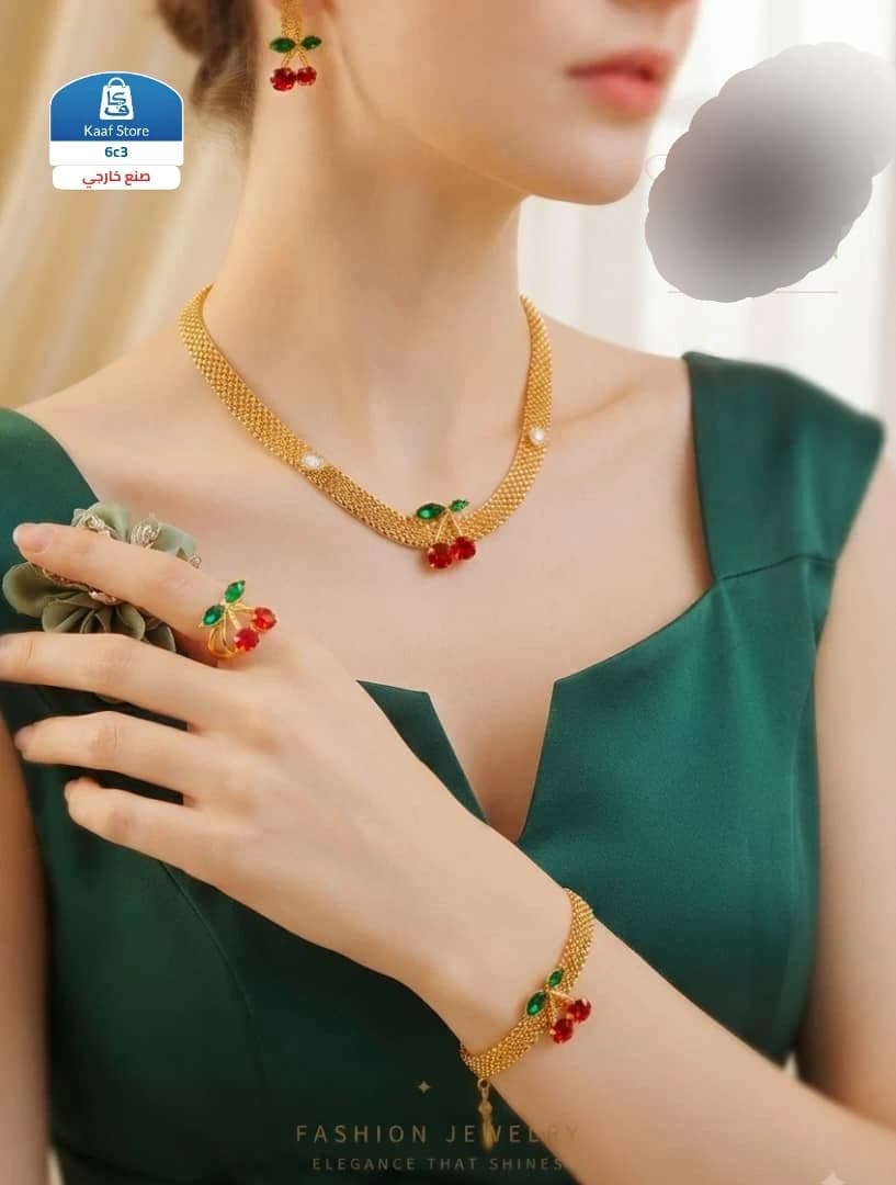 طقم إكسسوارات الكرز النسائي